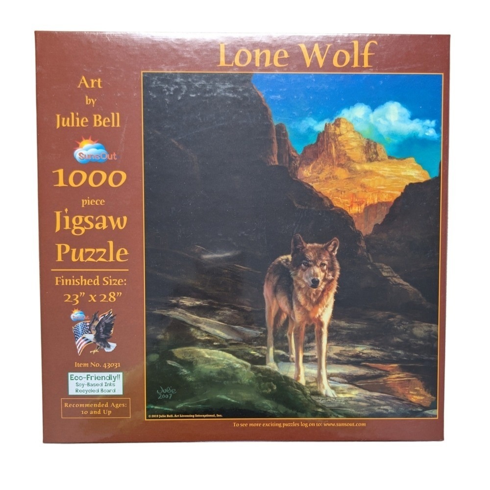 New in Box Puzzle 1000 Pieces Lone Wolf Art by‎ Julie Bell Sunsout